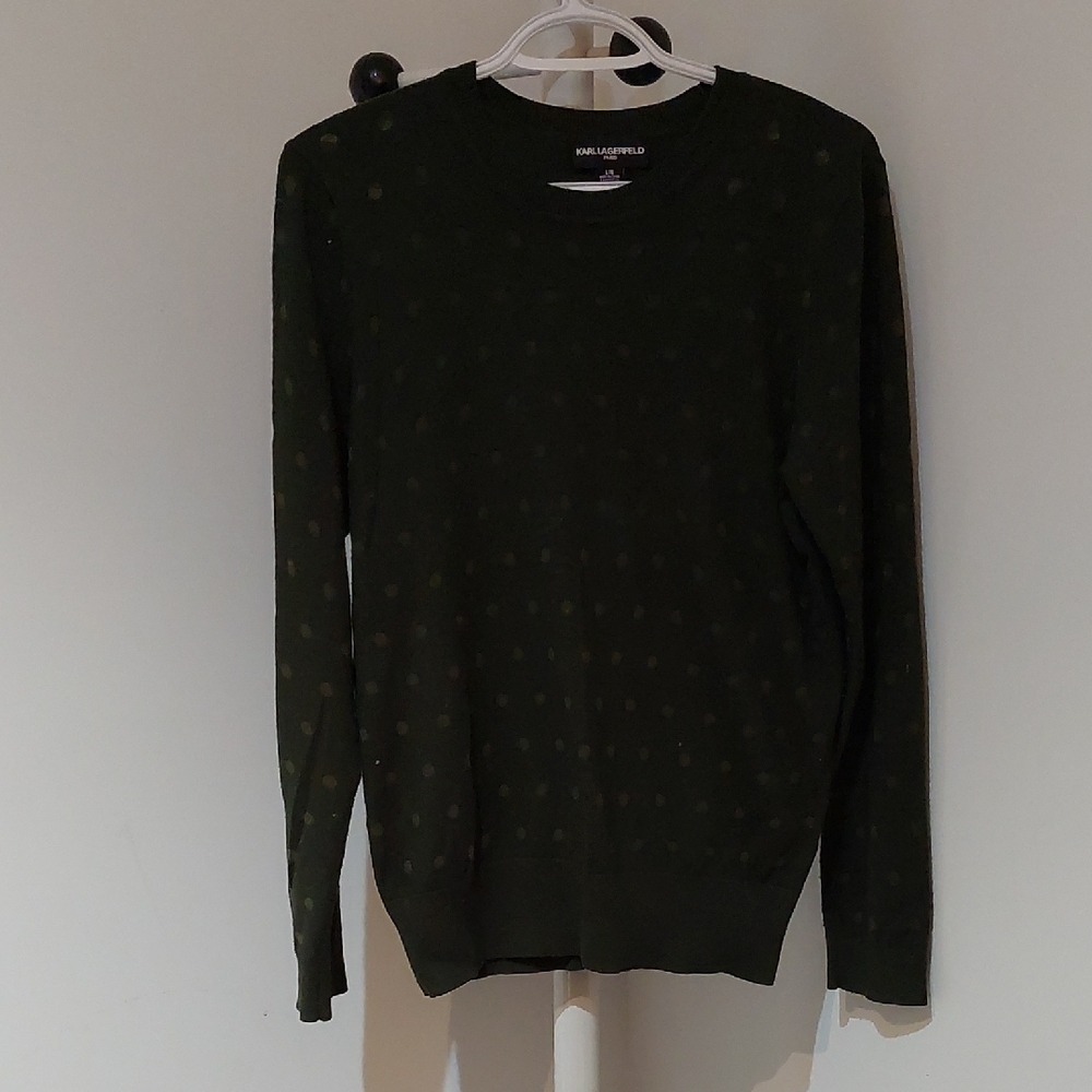 Karl Lagerfeld  Green Crew Neck Sweater Size Large